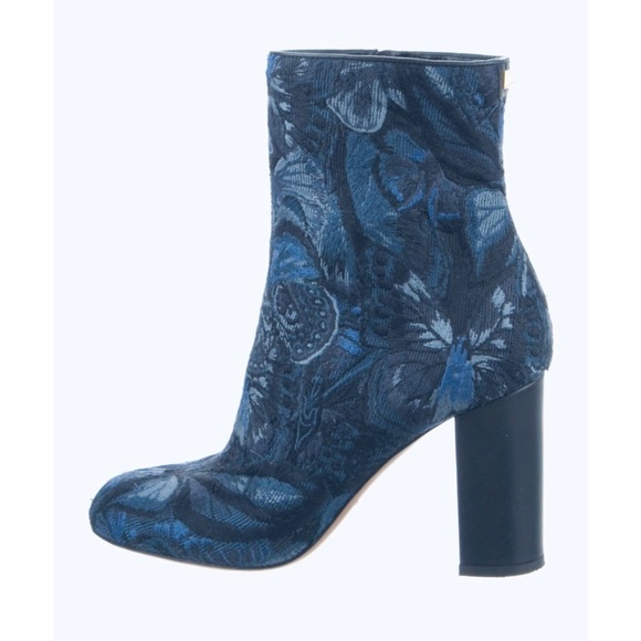 Valentino Garavani Shoes - Valentino blue floral tapestry ankle boots